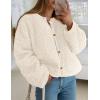imagePRETTYGARDEN Womens 2025 Winter Faux Fur Coats Fuzzy Fleece Cropped Jackets Buttons Warm Casual Trendy Fall Fashion ClothesWhite