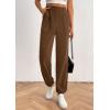 imagePRETTYGARDEN Womens Pants Dressy Casual 2025 Fall Elastic High Waisted Work Office Corduroy Trouser Slacks with PocketsBrown