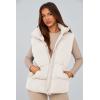 imagePRETTYGARDEN Womens Puffer Jacket Vests 2025 Fall Casual Sleeveless Stand Collar Zip Up Coats Warm Winter OuterwearWhite