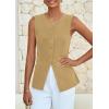 imagePRETTYGARDEN Summer Blazer Vest Tops for Women Sleeveless Button Down Business Casual Outfits Work Suit Vests WaistcoatKhaki