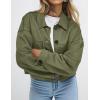 imagePRETTYGARDEN Womens Faux Suede Cropped Jacket Casual Lightweight Fall Fashion 2025 Winter Coats Outerwear Trendy ClothesArmy Green