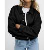 imagePRETTYGARDEN Womens Faux Suede Cropped Jacket Casual Lightweight Fall Fashion 2025 Winter Coats Outerwear Trendy ClothesBlack