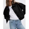 imagePRETTYGARDEN Womens Faux Suede Cropped Jacket Casual Lightweight Fall Fashion 2025 Winter Coats Outerwear Trendy ClothesBlack
