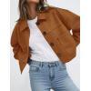 imagePRETTYGARDEN Womens Faux Suede Cropped Jacket Casual Lightweight Fall Fashion 2025 Winter Coats Outerwear Trendy ClothesBrown