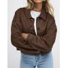 imagePRETTYGARDEN Womens Faux Suede Cropped Jacket Casual Lightweight Fall Fashion 2025 Winter Coats Outerwear Trendy ClothesDark Brown