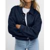 imagePRETTYGARDEN Womens Faux Suede Cropped Jacket Casual Lightweight Fall Fashion 2025 Winter Coats Outerwear Trendy ClothesNavy Blue