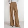 imagePRETTYGARDEN Womens Wide Leg Dress Pants 2025 Business Casual Flowy Work Palazzo Pants High Waisted Slacks TrousersKhaki