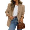 imagePRETTYGARDEN 2025 Blazers for Women Business Casual Long Sleeve Lapel Open Front Suit Jacket Work Blazer with PocketsDark Khaki