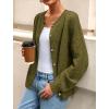 imagePRETTYGARDEN Fall Long Sleeve Cardigans for Women Trendy 2025 Lightweight Button Down Crewneck Loose Knit Sweater ClothesArmy Green