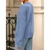 imagePRETTYGARDEN Fall Long Sleeve Cardigans for Women Trendy 2025 Lightweight Button Down Crewneck Loose Knit Sweater ClothesBlue