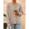 imagePRETTYGARDEN Fall Long Sleeve Cardigans for Women Trendy 2025 Lightweight Button Down Crewneck Loose Knit Sweater ClothesLight Khaki