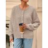 imagePRETTYGARDEN Fall Long Sleeve Cardigans for Women Trendy 2025 Lightweight Button Down Crewneck Loose Knit Sweater ClothesLight Khaki
