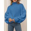 imagePRETTYGARDEN Fall Oversized Sweaters for Women 2025 Chunky Knit Long Sleeve Turtle Neck Pullover Tops Cozy Winter ClothingBlue