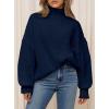 imagePRETTYGARDEN Fall Oversized Sweaters for Women 2025 Chunky Knit Long Sleeve Turtle Neck Pullover Tops Cozy Winter ClothingNavy Blue