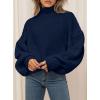 imagePRETTYGARDEN Fall Oversized Sweaters for Women 2025 Chunky Knit Long Sleeve Turtle Neck Pullover Tops Cozy Winter ClothingNavy Blue