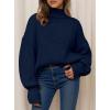 imagePRETTYGARDEN Fall Oversized Sweaters for Women 2025 Chunky Knit Long Sleeve Turtle Neck Pullover Tops Cozy Winter ClothingNavy Blue