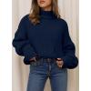 imagePRETTYGARDEN Fall Oversized Sweaters for Women 2025 Chunky Knit Long Sleeve Turtle Neck Pullover Tops Cozy Winter ClothingNavy Blue