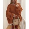 imagePRETTYGARDEN Womens 2025 Fall Oversized Pullover Sweaters Long Sleeve Mock Neck Chunky Knit Jumper Tops Winter ClothingBrick Red