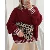 imagePRETTYGARDEN Womens 2025 Fall Oversized Pullover Sweaters Long Sleeve Mock Neck Chunky Knit Jumper Tops Winter ClothingWine Red