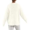 imagePRETTYGARDEN Womens Fall Long Sleeve Sweater Crew Neck Fuzzy Loose Fit Chunky Knit Oversized Pullover Sweaters Going Out TopsWhite