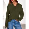 imagePRETTYGARDEN Womens Fall Quarter Zip Pullover Sweaters 2025 Dressy Casual Long Sleeve V Neck Collared Knit Jumper TopsArmy Green