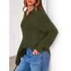 imagePRETTYGARDEN Womens Fall Quarter Zip Pullover Sweaters 2025 Dressy Casual Long Sleeve V Neck Collared Knit Jumper TopsArmy Green