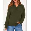 imagePRETTYGARDEN Womens Fall Quarter Zip Pullover Sweaters 2025 Dressy Casual Long Sleeve V Neck Collared Knit Jumper TopsArmy Green