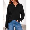 imagePRETTYGARDEN Womens Fall Quarter Zip Pullover Sweaters 2025 Dressy Casual Long Sleeve V Neck Collared Knit Jumper TopsBlack