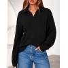 imagePRETTYGARDEN Womens Fall Quarter Zip Pullover Sweaters 2025 Dressy Casual Long Sleeve V Neck Collared Knit Jumper TopsBlack