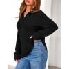 imagePRETTYGARDEN Womens Fall Quarter Zip Pullover Sweaters 2025 Dressy Casual Long Sleeve V Neck Collared Knit Jumper TopsBlack