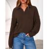 imagePRETTYGARDEN Womens Fall Quarter Zip Pullover Sweaters 2025 Dressy Casual Long Sleeve V Neck Collared Knit Jumper TopsBrown