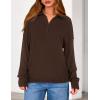 imagePRETTYGARDEN Womens Fall Quarter Zip Pullover Sweaters 2025 Dressy Casual Long Sleeve V Neck Collared Knit Jumper TopsBrown