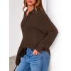 imagePRETTYGARDEN Womens Fall Quarter Zip Pullover Sweaters 2025 Dressy Casual Long Sleeve V Neck Collared Knit Jumper TopsBrown