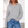 imagePRETTYGARDEN Womens Fall Quarter Zip Pullover Sweaters 2025 Dressy Casual Long Sleeve V Neck Collared Knit Jumper TopsGrey