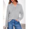 imagePRETTYGARDEN Womens Fall Quarter Zip Pullover Sweaters 2025 Dressy Casual Long Sleeve V Neck Collared Knit Jumper TopsGrey