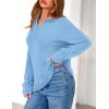 imagePRETTYGARDEN Womens Fall Quarter Zip Pullover Sweaters 2025 Dressy Casual Long Sleeve V Neck Collared Knit Jumper TopsLight Blue