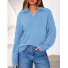 imagePRETTYGARDEN Womens Fall Quarter Zip Pullover Sweaters 2025 Dressy Casual Long Sleeve V Neck Collared Knit Jumper TopsLight Blue