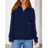 imagePRETTYGARDEN Womens Fall Quarter Zip Pullover Sweaters 2025 Dressy Casual Long Sleeve V Neck Collared Knit Jumper TopsNavy Blue