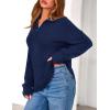 imagePRETTYGARDEN Womens Fall Quarter Zip Pullover Sweaters 2025 Dressy Casual Long Sleeve V Neck Collared Knit Jumper TopsNavy Blue