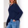 imagePRETTYGARDEN Womens Fall Quarter Zip Pullover Sweaters 2025 Dressy Casual Long Sleeve V Neck Collared Knit Jumper TopsNavy Blue