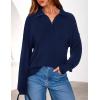 imagePRETTYGARDEN Womens Fall Quarter Zip Pullover Sweaters 2025 Dressy Casual Long Sleeve V Neck Collared Knit Jumper TopsNavy Blue