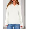 imagePRETTYGARDEN Womens Fall Quarter Zip Pullover Sweaters 2025 Dressy Casual Long Sleeve V Neck Collared Knit Jumper TopsWhite