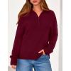 imagePRETTYGARDEN Womens Fall Quarter Zip Pullover Sweaters 2025 Dressy Casual Long Sleeve V Neck Collared Knit Jumper TopsWine Red