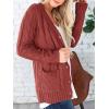 imagePRETTYGARDEN Womens Open Front Cardigan Sweaters Fall Fashion Button Down Cable Knit Chunky Winter Clothing Outerwear CoatsRed