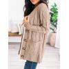 imagePRETTYGARDEN Womens Open Front Cardigan Sweaters Fall Fashion Button Down Cable Knit Chunky Winter Clothing Outerwear CoatsTan