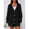 imagePRETTYGARDEN Womens Oversized Cable Knit Cardigan 2025 Fall Fashion Long Sleeve Open Front Chunky Sweaters Winter CoatsBlack