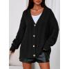 imagePRETTYGARDEN Womens Oversized Cable Knit Cardigan 2025 Fall Fashion Long Sleeve Open Front Chunky Sweaters Winter CoatsBlack