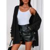 imagePRETTYGARDEN Womens Oversized Cable Knit Cardigan 2025 Fall Fashion Long Sleeve Open Front Chunky Sweaters Winter CoatsBlack
