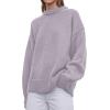 imagePRETTYGARDEN Womens Sweaters Fall 2025 Trendy Casual Crewneck Long Sleeve Cozy Knit Pullover Sweater Tops Winter ClothingGrey Purple