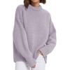 imagePRETTYGARDEN Womens Sweaters Fall 2025 Trendy Casual Crewneck Long Sleeve Cozy Knit Pullover Sweater Tops Winter ClothingGrey Purple